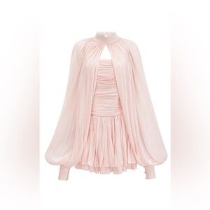 Miss Rosier Bernice Pink Glossy Cape & Dress Set NWT